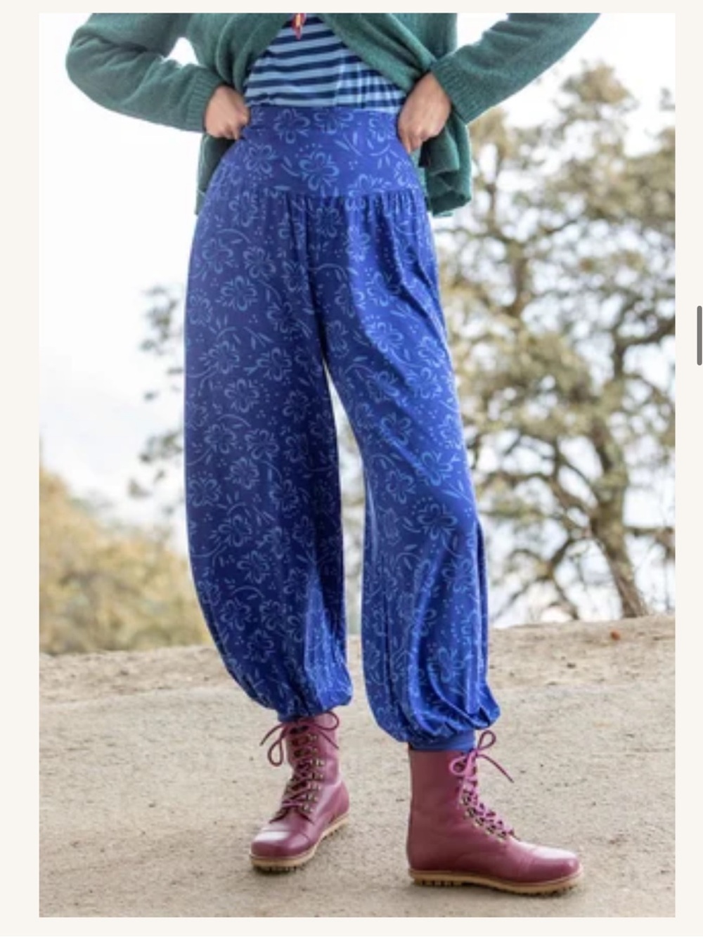 Gudrun Sjöden Lambadi Blue Floral Boho Harem Jogger Pants S